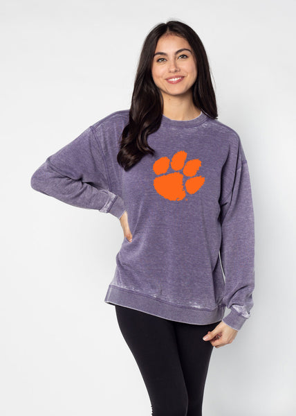 chicka d Campus Crew Sweatshirt Clemson Tigers in Grape S