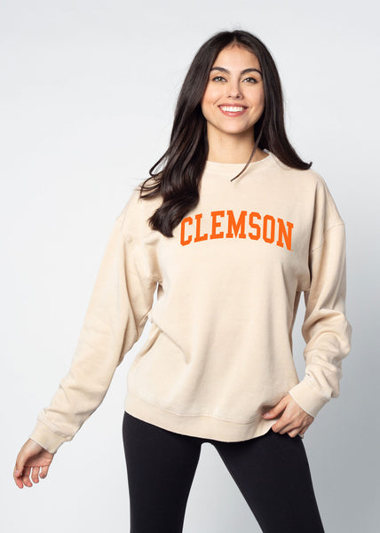 chicka d Campus Crew Sweatshirt Clemson Tigers in Oatmeal S