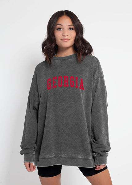 chicka d Campus Crew Sweatshirt Georgia Bulldogs in Charcoal S