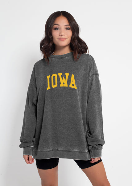 chicka d Campus Crew Sweatshirt Iowa Hawkeyes in Charcoal S