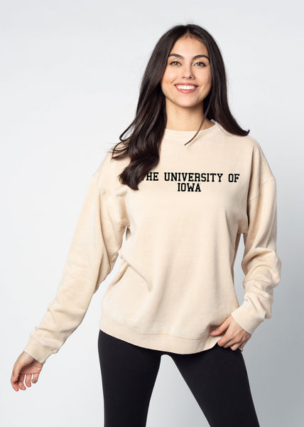 chicka d Campus Crew Sweatshirt Iowa Hawkeyes in Oatmeal S