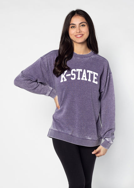 chicka d Campus Crew Sweatshirt K-State Wildcats in Grape S
