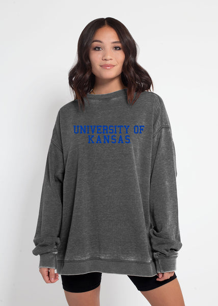 chicka d Campus Crew Sweatshirt Kansas Jayhawks in Charcoal S