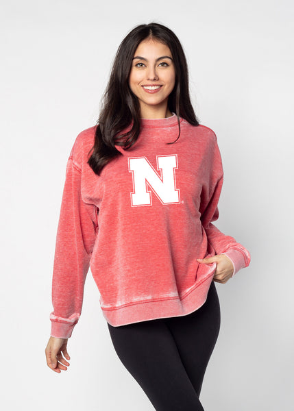 chicka d Campus Crew Sweatshirt Nebraska Cornhuskers in Cardinal S