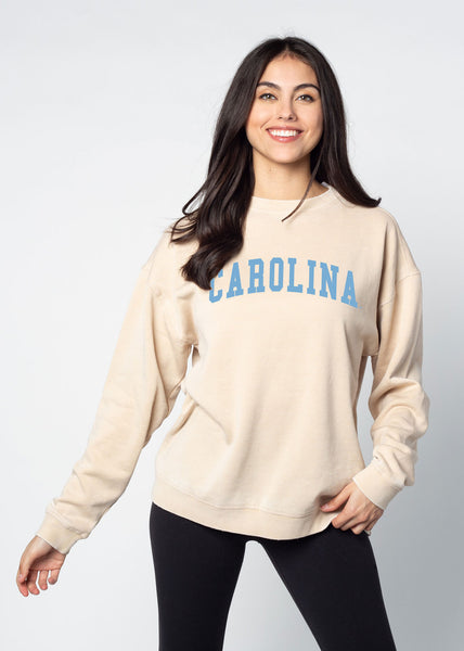 chicka d Campus Crew Sweatshirt North Carolina Tar Heels in Oatmeal S
