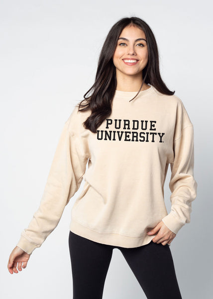chicka d Campus Crew Sweatshirt Purdue Boilermakers in Oatmeal S