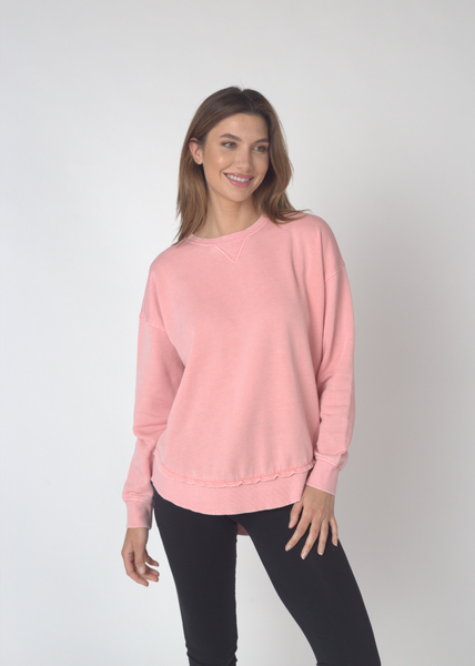 Chicka D Burnout Hi-Lo Crew In Urban Pink S