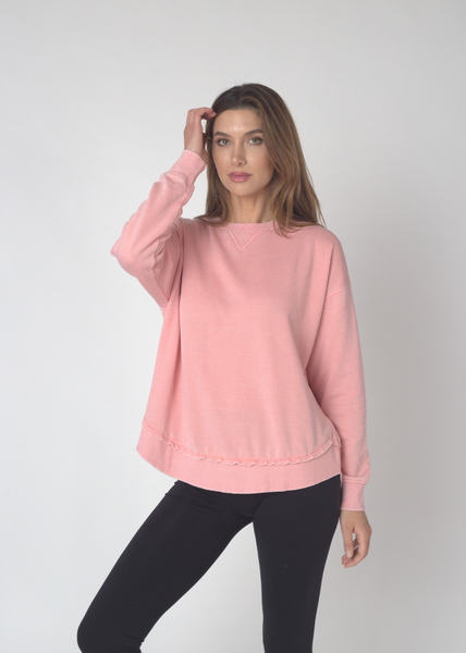 Chicka D Burnout Hi-Lo Crew In Urban Pink S