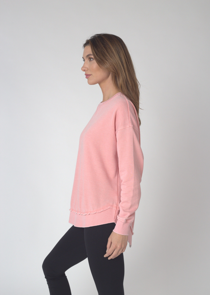 Chicka D Burnout Hi-Lo Crew In Urban Pink S