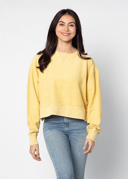 chicka d Corded Boxy Pullover in Gold Gold