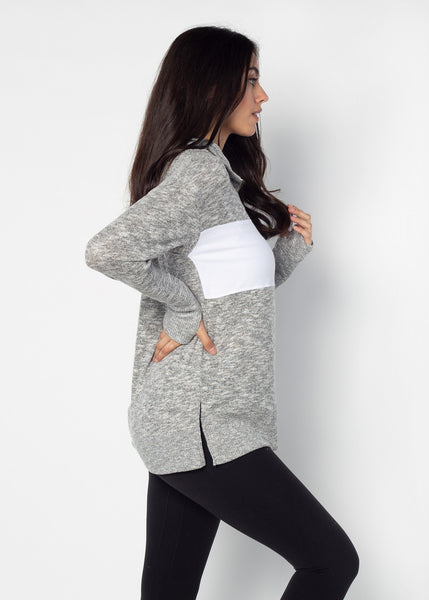 Chicka D Cozy Quarter Zip Heather Grey