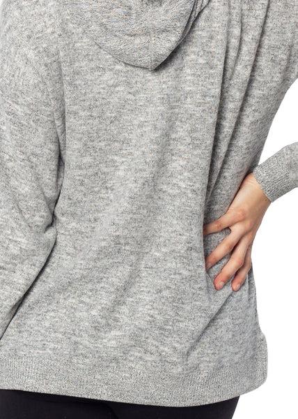 Chicka D Cozy Tunic Hoodie Heather Grey