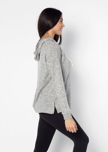 Chicka D Cozy Tunic Hoodie Heather Grey