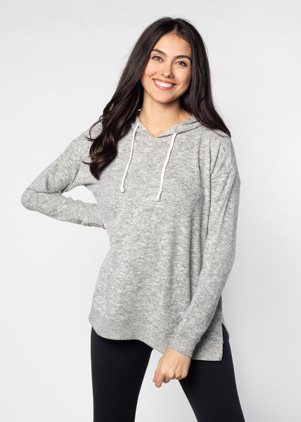 chicka d Cozy Tunic Hoodie Heather Grey