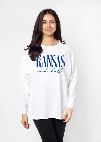 chicka d Kansas Jayhawks The Big Shirt in White S