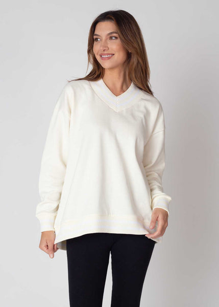 Chicka D Letterman V-Neck Pullover S