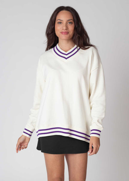 Chicka D Letterman V-Neck Pullover S