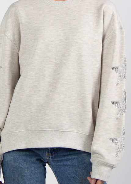 Chicka D Old School Crew With Rhinestones Ash Grey