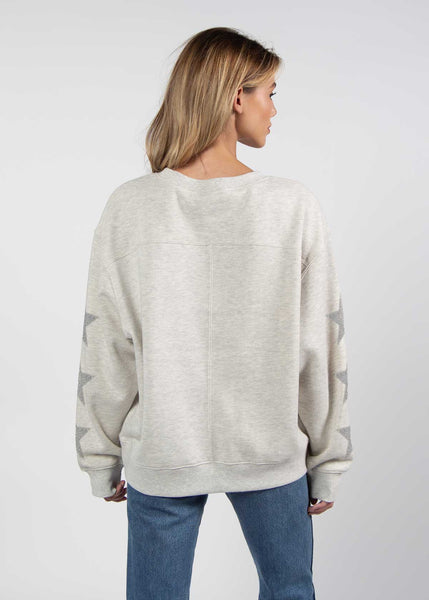 Chicka D Old School Crew With Rhinestones Ash Grey