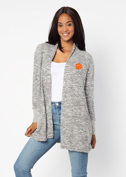 chicka d Clemson Tigers Heather Grey Campus Cardigan S