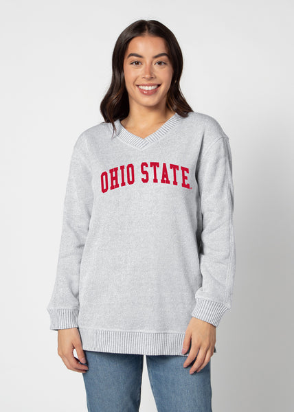 chicka d Comfy V-Neck Tunic Ohio State Buckeyes in Heather Grey