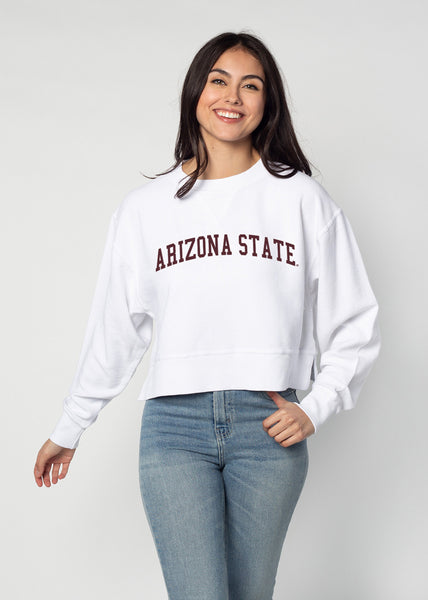 chicka d Corded Boxy Pullover Arizona State Sun Devils in White S