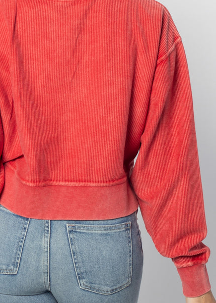 Chicka D Corded Boxy Pullover Arkansas Razorbacks In Crimson S