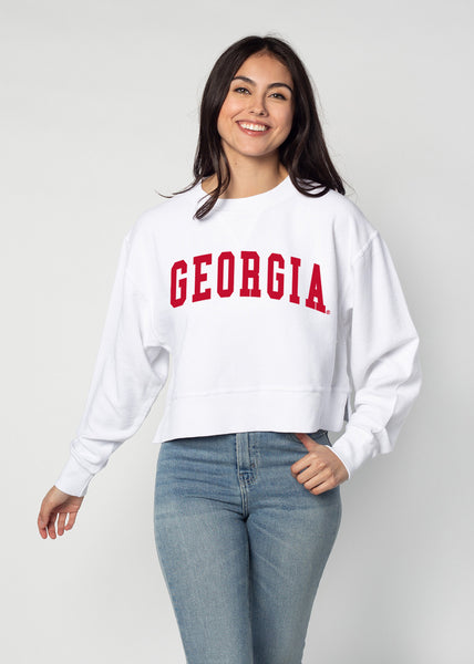chicka d Corded Boxy Pullover Georgia Bulldogs in White S