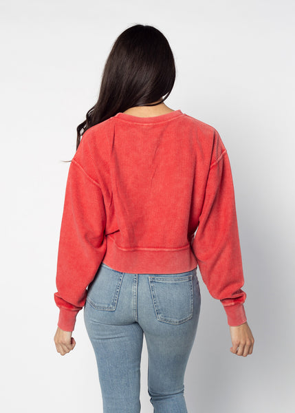 Chicka D Corded Boxy Pullover Indiana Hoosiers In Crimson S