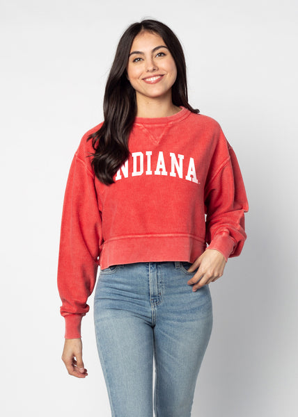 chicka d Corded Boxy Pullover Indiana Hoosiers in Crimson S