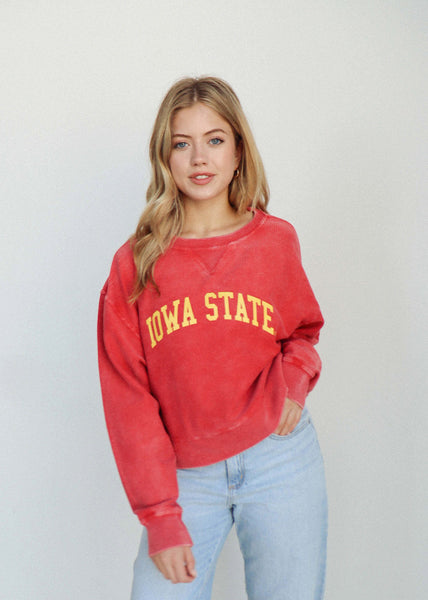Chicka D Corded Boxy Pullover Iowa State Cyclones In Crimson S