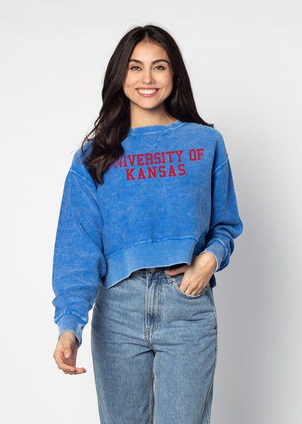 chicka d Corded Boxy Pullover Kansas Jayhawks in Royal S