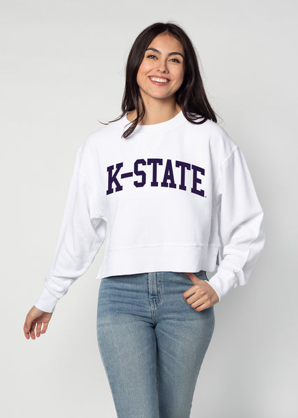 chicka d Corded Boxy Pullover Kansas State Wildcats in White S