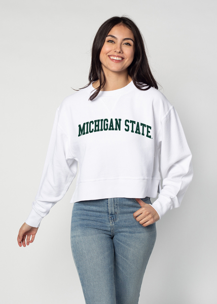 chicka d Corded Boxy Pullover Michigan State Spartans in White S