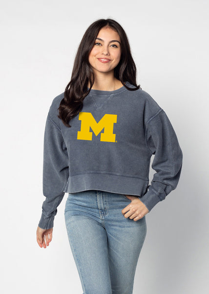 chicka d Corded Boxy Pullover Michigan Wolverines in Navy S