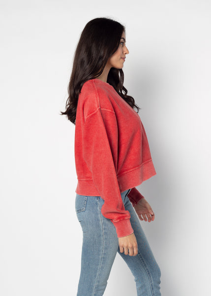 Chicka D Corded Boxy Pullover Nebraska Cornhuskers In Red S