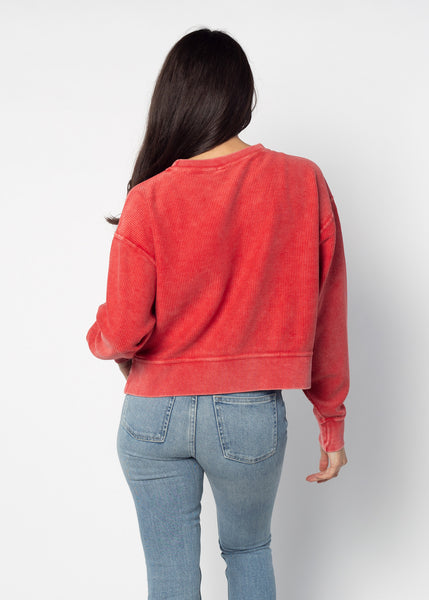 Chicka D Corded Boxy Pullover Nebraska Cornhuskers In Red S