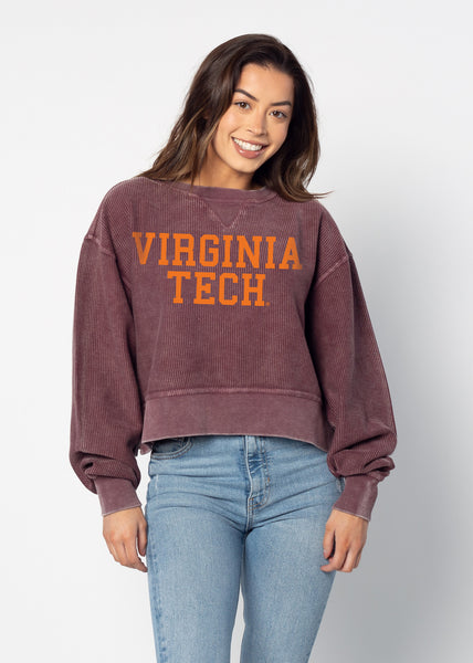 chicka d Corded Boxy Pullover Virginia Tech Hokies in Maroon S