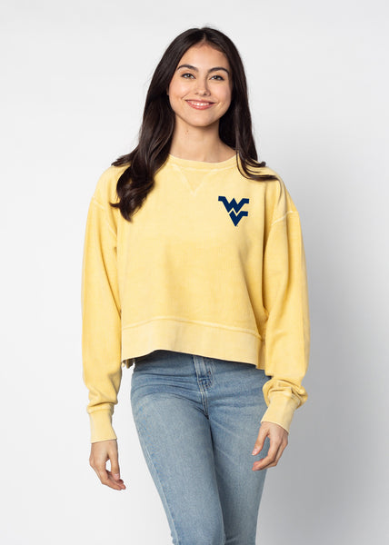 chicka d Corded Boxy Pullover West Virginia Mountaineers in Gold S