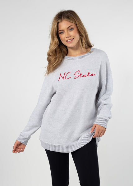 chicka d NC State Wolfpack Heather Grey Warm Up Crew Sweatshirt S