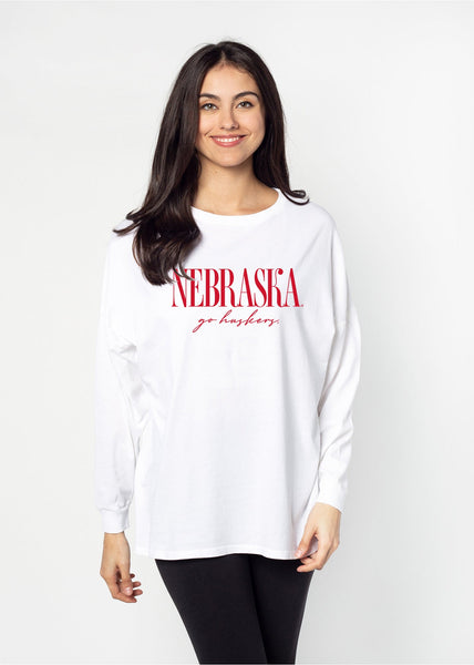 chicka d Nebraska Cornhuskers The Big Shirt in White S