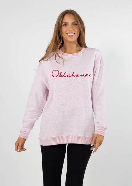 chicka d Oklahoma Sooners Cardinal Warm Up Crew Sweatshirt S