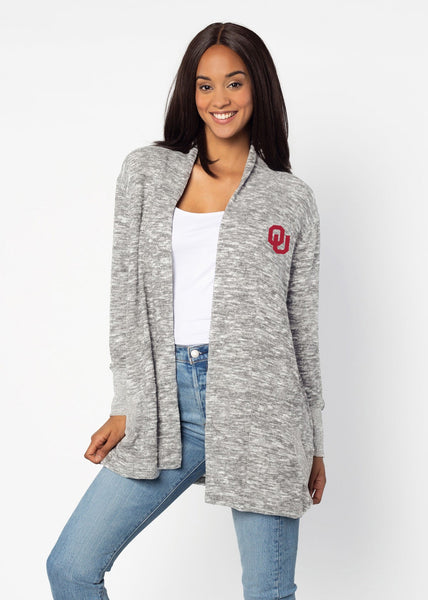 chicka d Oklahoma Sooners Heather Grey Campus Cardigan S