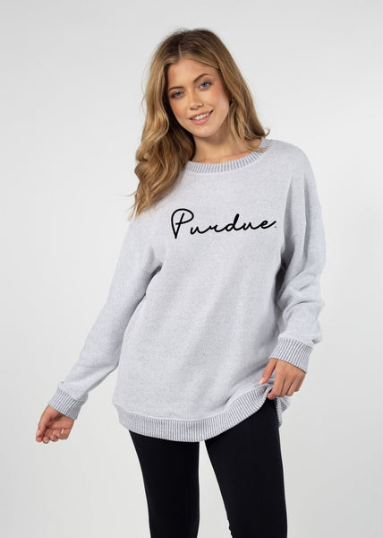 chicka d Purdue Boilermakers Heather Grey Warm Up Crew Sweatshirt S