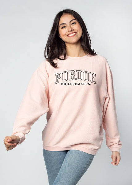 chicka d Purdue Boilermakers Urban Pink Corded Sweatshirt S