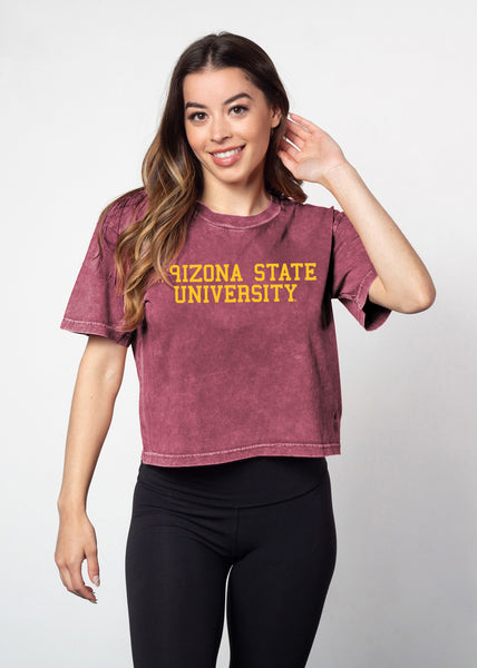 chicka d Short 'N Sweet Tee Arizona State Sun Devils in Merlot S