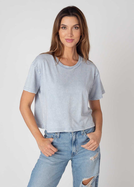 chicka d Short 'n Sweet Tee in Faded Denim Faded Denim