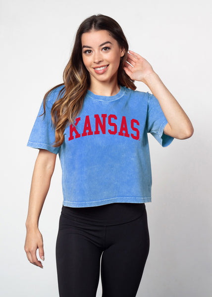 chicka d Short 'N Sweet Tee Kansas Jayhawks in Cobalt S