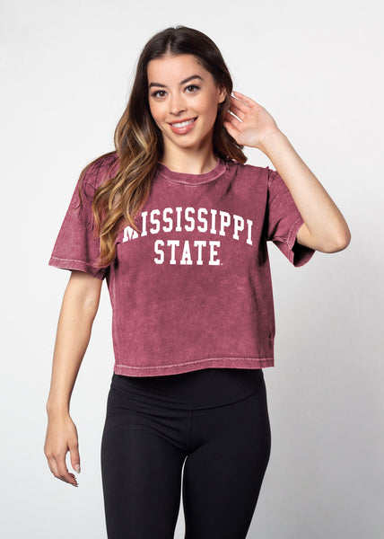 chicka d Short 'N Sweet Tee Mississippi State Bulldogs in Merlot S