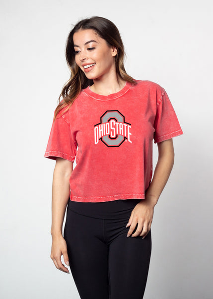 chicka d Short 'N Sweet Tee Ohio State Buckeyes in Cardinal S